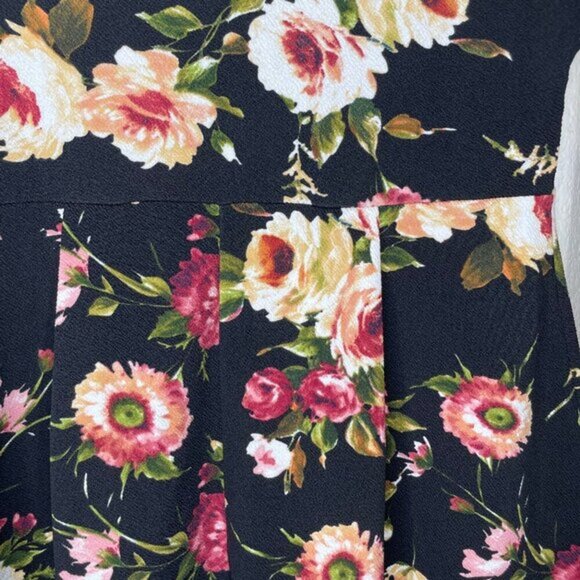 Hello MIZ Womens V-Neck Pink Floral Print Pleated Maternity Blouse Sz M - Picture 7 of 9